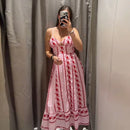 Fashion Women Floral Dress Sleeveless Spaghetti Strap Cinched Waist Slim Female Dress Chic Summer Vacation Clothes 2026 New