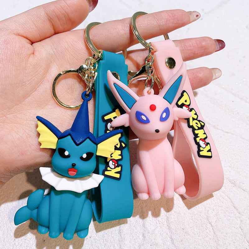 Pokemon Action Figure Pikachu Keychain Anime Cute Snorlax Eevee Backpack Pendant Doll Car Key Ring Ornaments Jewelry Kids Gifts