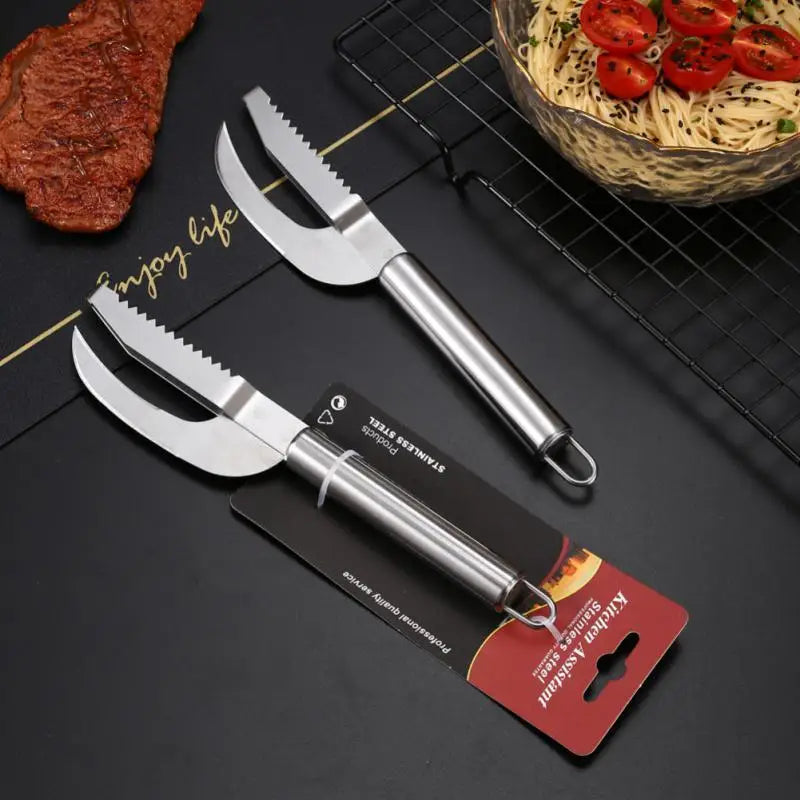 Stainless Steel 3 In 1 Fish Scale Knife Cut/Scrape/Dig Maw Knife Scale Scraper Sawtooth Peelers Scraping Boning Filleting