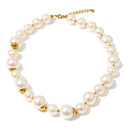 Yhpup New Arrivals Simulated Pearls Resin Acrylic Round Beads Chain Handmade Necklace Stainless Steel Trendy Jewelry Waterproof