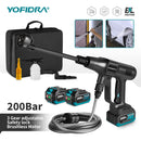 YOFIDRA 6 IN1 High Pressure Car Water Spray Gun 200Bar Cordless Garden Washing Machine Cleaner Power Tool For 21V 18V Battery