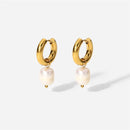 Stainless Steel Gold Plated Earrings Pearl Pendants Women's Earrings Trend Simple Pendant Earrings Party Jewelry 2022