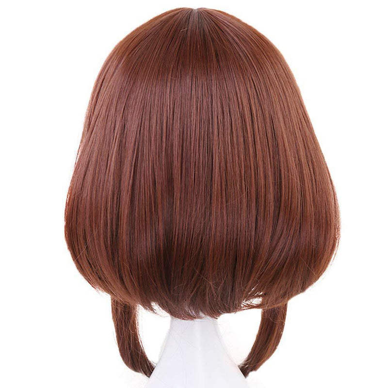 Anime My Hero Academia Ochako Uraraka Short Brown Bob Heat Resistant Cosplay Costume Wig + Wig Cap+Keychain