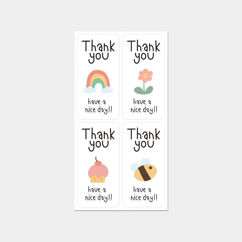 100Pcs Cute Thank You Stickers for Small Business Cake Dessert Packaging Gift Sealing Decor Labels “Thank You Have A Nice Day ”