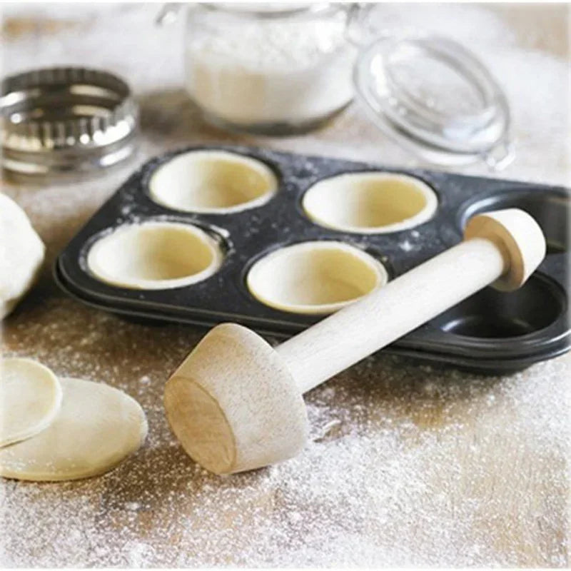 Kitchen Gadgets Wood Egg Tart Pusher Double Side Tart Tamper Pastry Pusher Wooden Egg Tart Mold for Eggtart Mold Baking Cake