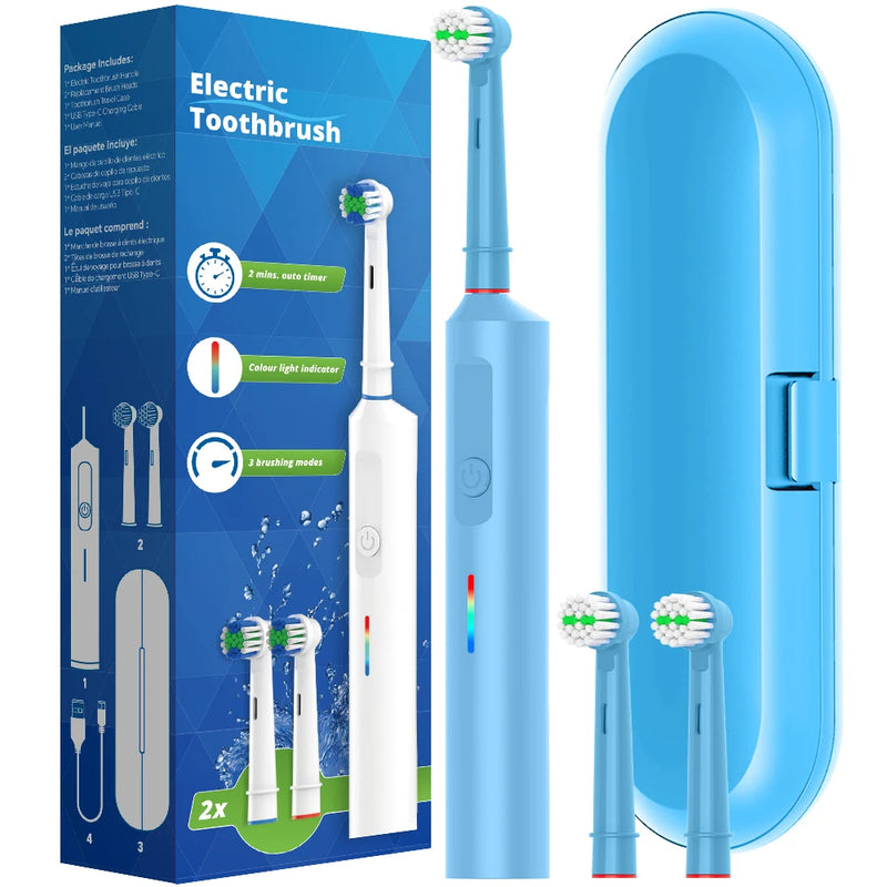 Intelligent Rotary Electric Toothbrush, Rechargeable Rotating Toothbrushes Compatible with Oral B Replacement Toothbrush Heads