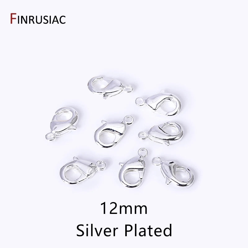 14k/18k Gold Plated Brass 10mm 12mm Lobster Clasps For Jewelry Making, Handmade DIY Jewelry Necklace Accessories Wholesale