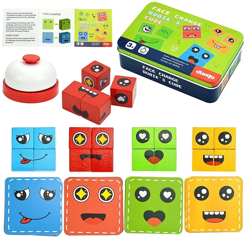 Kids Emotion Change Blocks Face Changing Expression Panel Parent Child Interactive Games Montessori Educational Toys Girls Boys