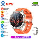 2026 GPS Smartwatch for Men 1.7 HD Screen Military Smart Watch Flashlight IP68 Waterproof 100 Sport Modes 720mAh Large Battery