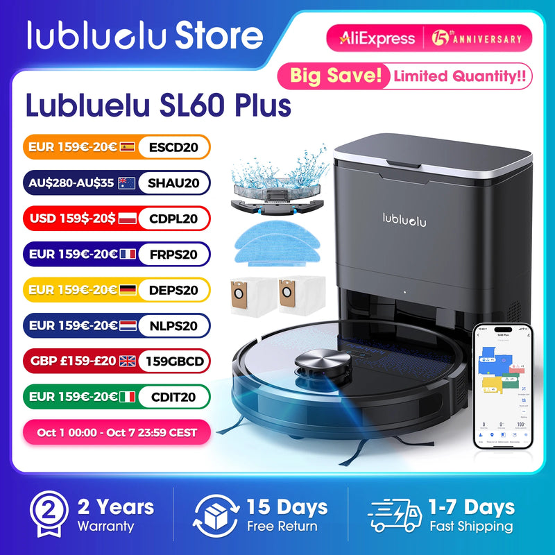 Lubluelu SL60 Plus Robot Vacuum Self Emptying, Hands-free Up To 60 Days, 4500pa Robot Vacuum And Mop Combo 3 In 1 Robotic Vacuum