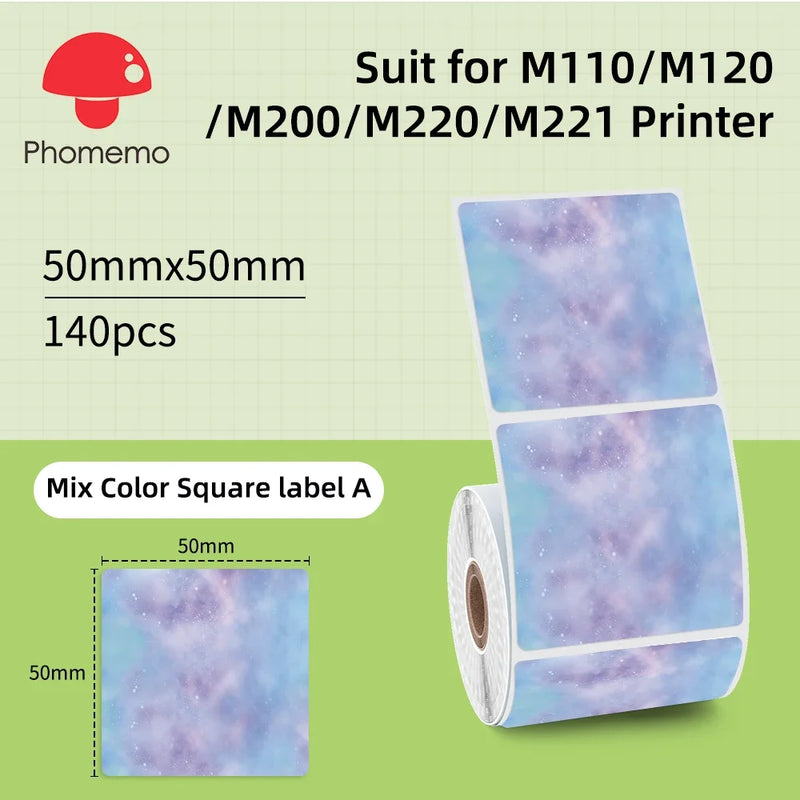 Phomemo Mini Printer Thermal White/Color/Round/Transparent Sticker Self Adhesive Waterproof Sticker For M110 M220 M221 M120 M200