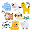 10/40Pcs Cartoon Animal Pop Keychain Hanging Stress Relief Toys Kids Birthday Party Favors Guests Gift Goodie Bag Pinata Filler