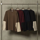 2025 Autumn Man Fake 2 Pieces 320gsm Sweatshirt Unisex Oversized Contrast Color Long Sleeve T Shirts Y2K Clothing