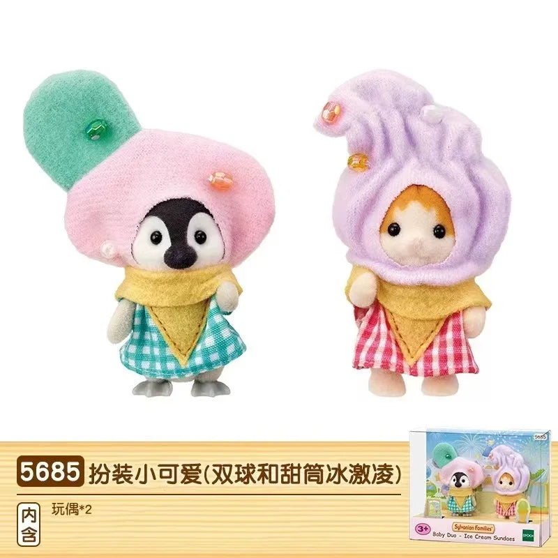 A Set Sylvanian Families Anime Girl Figures Baby Raincoat Easter Fruit Kawaii Cute Room Decoration Christmas Gift For Kid Toys