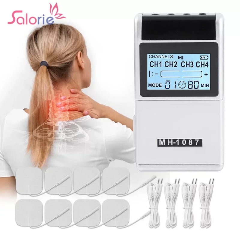 4 Channel PMS Massage Needle Therpy Muscle Stimulator TENS Physiotherapy Pulse EMS Back Neck Body Massager Pain Relief Machine