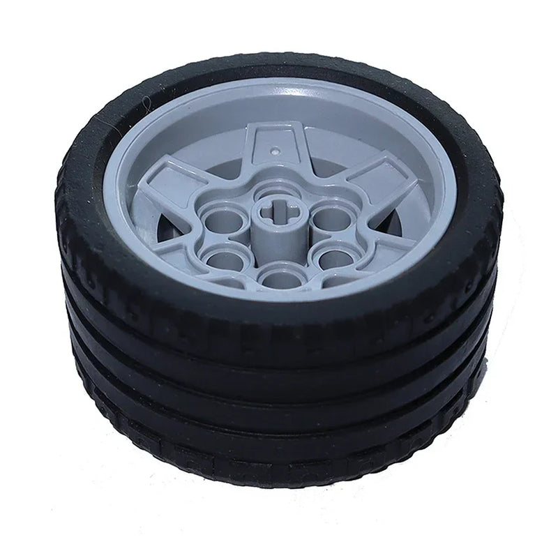 Car Truck Wheels Hub Bricks MOC Technical Tire Wheel Cross Hole Set Motorcycle Tyre & Rim Construction Building Blocks