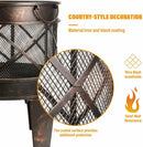 Garden Fire Pit 58X45cm Fire Basket with Spark Guard&Handles Garden Fireplace w/ Antique Rust Look Garden Fire Pit for Barbecue