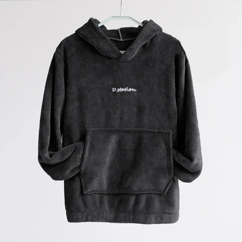 Coral Fleece Pajama Set Couple Pyjamas Suit Women Men Winter Thicken Sleepwear Loose Sleep Set Homewear Soft Warm Pijama Hoodies