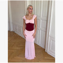 The Meridian Line | Colour-Block Halter Maxi Dress