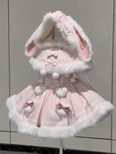 The Rabbit Hour | Lolita Two-Piece Slip Dress and Furry Hooded Cape Set