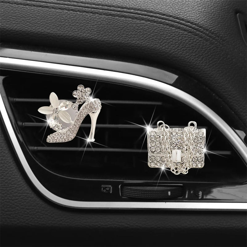 Car Air Freshener Auto Outlet Perfume Clip Bling Car Accessories Purse High Heel Car Scent Diffuser Car Decoration For Girls