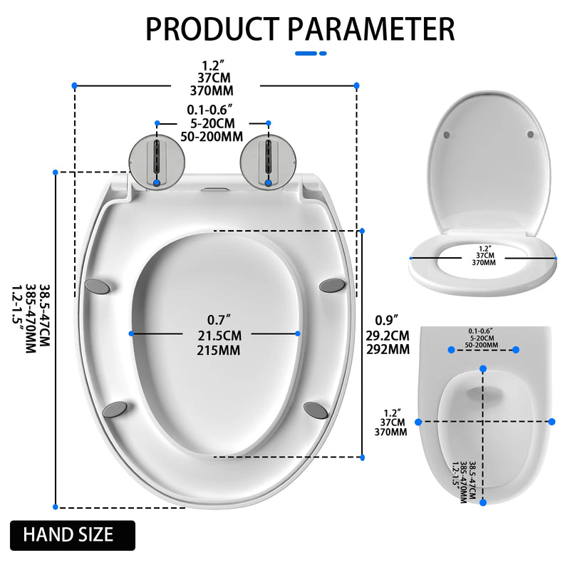 Toilet Seat Lid Toilet Seat Cover Soft Close White Toilet Seat Wc Quiet-Close Lid Easy Cleaning Quick Release,Anti Slam