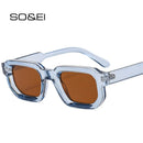 SO&EI Fashion Square Sonnenbrille Damen Shades UV400 Vintage Blau Tee Punk Herren Sonnenbrille