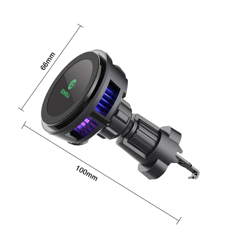Bonola Magnetic Cooling Wireless Car Charger for iPhone 15 Pro/14 /13/12 Universal Car Air Vent Phone Wireless Chargers Holder