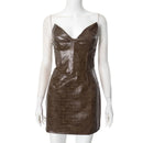 Luxury Leather Strapless Short Dress Women's Sexy Party Curvy Mini Dresses Evening Corset Red Brown Cocktail Autumn Fall 2026
