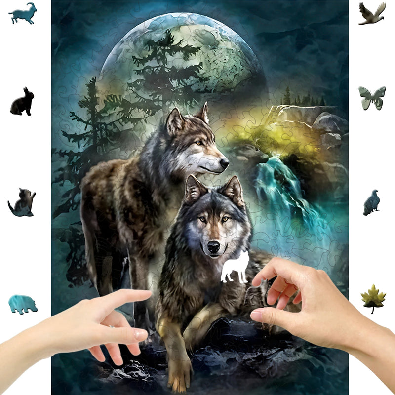 Wolf Jigsaw Puzzle Animals Wooden 3d Puzzles for Kids Toys Montessori Games Children Educational Toys Building Blocks Diy Hobby