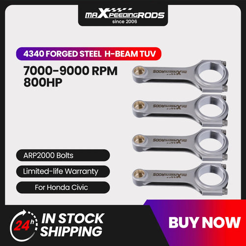 Forged EN24 4340 Connecting Rods +ARP Bolts for Honda Civic Si, CRX Si 1988–19 for  CRX D16 D16A D16Y7 D16Y8 D16Z6 4PCS Conrod