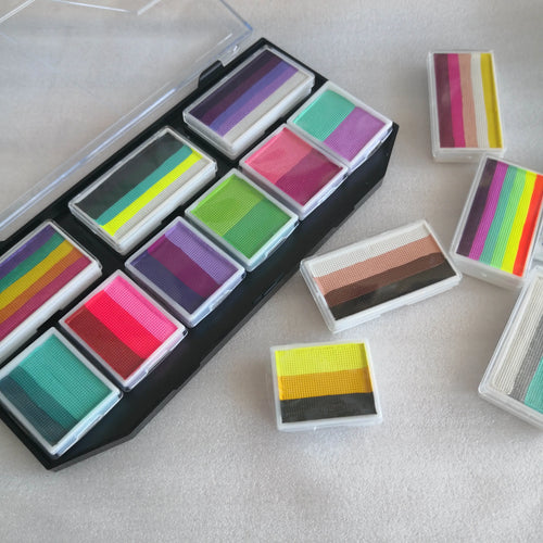 DIY Festival Art Neon Make-up Kinder Schmink-Set Professionelle wasserbasierte Regenbogen Split Cake Gesichts- und Körperbemalungspalette