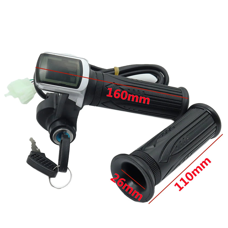 1Pair Electric Scooter Bike Throttle Speed Adjustment Handle with Key Lock Display  Divides LCD Grip 24V 36V 48V