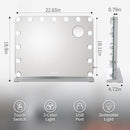 Hollywood Vanity Mirror with Lights 15 Dimmable LED Bulbs 3 Color Lighting Adjustable Brightness USB Charging Port (58*46cm)