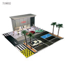G FANS Diorama 1:64 Auto-Garage Modell LED Beleuchtung Stadtstraßenansicht Gebäude Hintergrund Display Szene Modell Autoparkplatz Kulisse