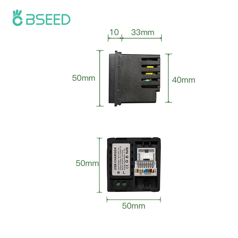 BSEED EU Glass Panel and USB Socket CAT5 RJ45 PC TV ST  DIY Function Parts Electrical Outlets Free Combination Wall Mounted