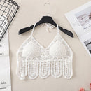Sommerurlaub Strand Camis Lady Sexy Quasten Häkel-Camisole Frauen Sexy Quasten Bikini Camis weibliche Häkel-Neckholder Bikini-Tops