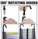 DayPlus Telescopic Ladder 6.2M/20.3FT W/Detachable Hooks&Extendable Steps,Folding Tall Loft CollapsibleLadder with Non-Slip Feet