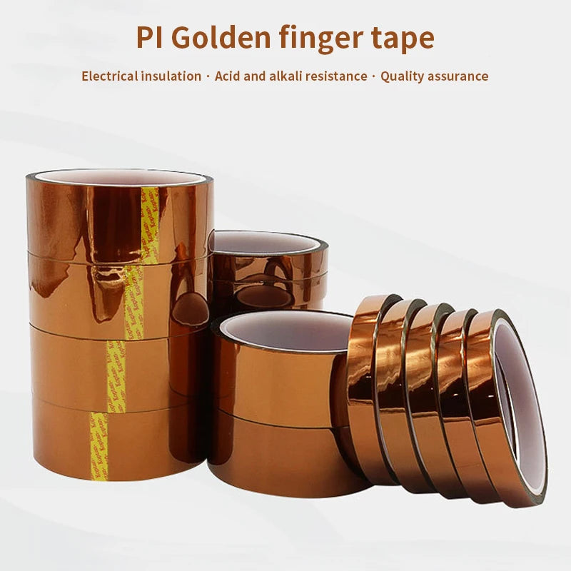 30m Long Gold Finger High Temperature Resistant Tape Polyimide Tape Multi Size Pet Anti Static Lithium Battery Insulation Tape