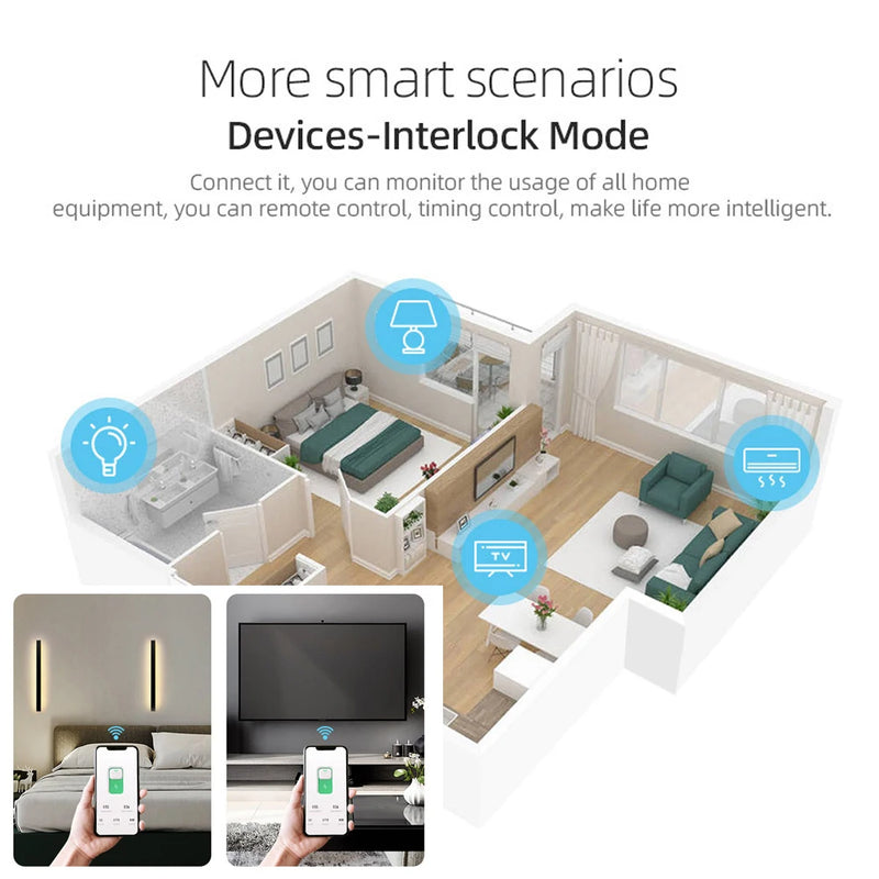 Tuya WIFI MCB Smart Circuit Breaker With Metering 1P 10A/16A/25A/32A DIN Rail Loop Timing Remote Switch For Alexa Google Home