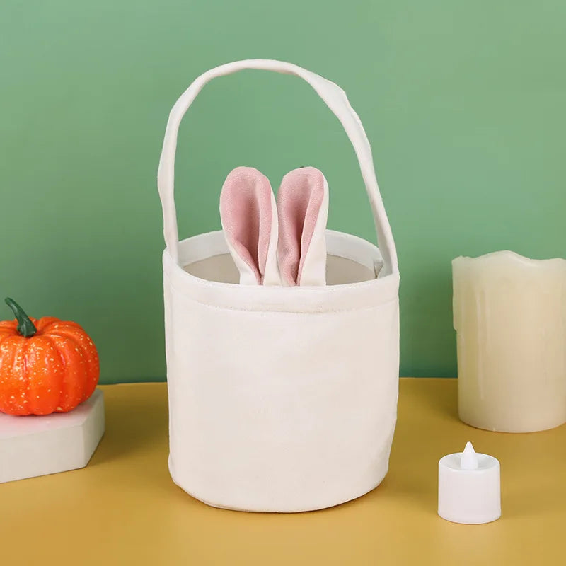 For Kids Gifts Tote Cloth Bag Cartoon Bunny Ears Basket Candy Bag Happy Easter Birthday Party Favor Bags Easter Day Decoration