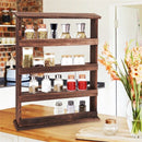 Rustic Torched Wood Wall Mounted 4-Tier Spice Rack Hanging Spice Shelf Storage Jars Stand Organizer