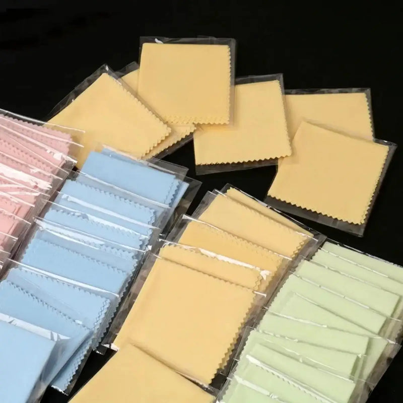 10/20/50/100pcs Chamois Glasses Cleaner Jewelry Care Wipe Cleaning Cloth Microfiber For Glasses Lens Phone Screen(Random Color)