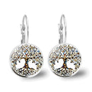 Popular Jewelry Glass Pendant Alloy Earrings Tree of Life Earrings Simple Jewelry, Fashionable and Versatile Temperament Gifts