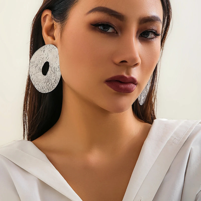 Exaggerated Large Irregular Ellipse Stud Earrings for Women Trendy Charms Wedding Accessories 2023 Fashion Jewelry Female Gifts
