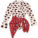 Nibber Music Festival Silk Scarf Strap Patchwork Dress Women Sexy Single-Breasted Full Sleeve Polka Dot Print Hottie Bodycon