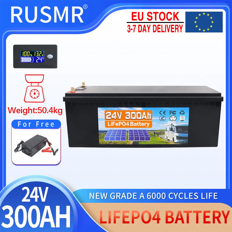 12V 24V 60AH 120Ah 200Ah 300AH LiFePO4 Battery Built-in BMS Lithium Iron Phosphate Cells For RV Campers Golf Cart Solar Storage