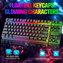 T87 Wireless Keyboard Mouse Set, Rainbow Backlit 2.4G Rechargeable Gaming Keyboard 2400DPI Optical Gaming Mouse with Mouse Pad