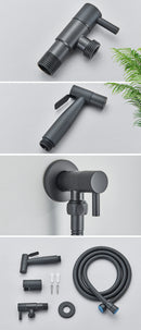 Black Single Cold Water Toilet Bidet Sprayer Faucet Bathroom Stainless Steel 304 Nickel Shower Bidet Wall Mounted Woman Cleaner