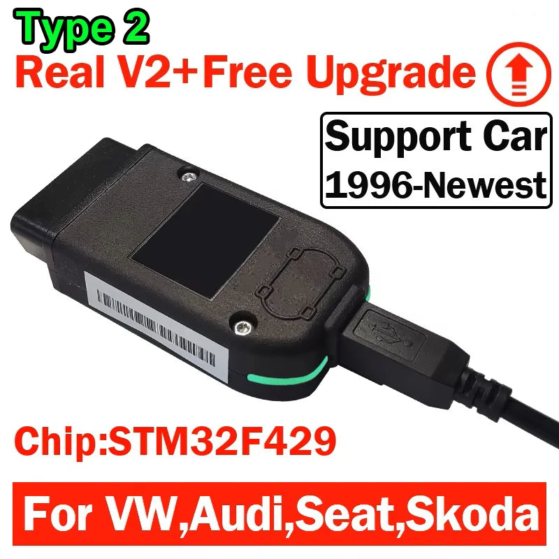 2024 Real Hex V2 25.3 Vag Com ARM STM32F429 Chip Car Diagnostic Tool Coding Function Free Update Hex-V2 For VCDS USB Interface